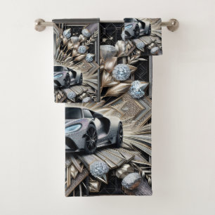 Conjunto De Toalhas Dirigir um Sportscar Art Deco com Diamantes