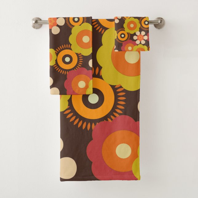 Conjunto De Toalhas Disco 70s 60s Retro Flowers Pop Culture (Insitu)