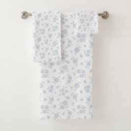 Conjunto De Toalhas Ditsy Floral Pattern Coastal Cottage Blue White