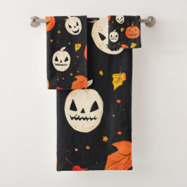 Conjunto De Toalhas Diversão do Halloween Pumpkin e deixa Impressão