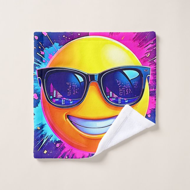 Conjunto De Toalhas Diversão legal 😎 Emoji Splash (Pano de lavar)