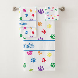 Conjunto De Toalhas Diversão Pegadas de Pata Personalizadas Coloridas