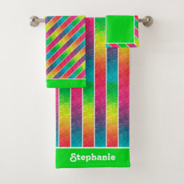 Conjunto De Toalhas [Divertido com Stripes] Padrão #1 Geométrico Arco-