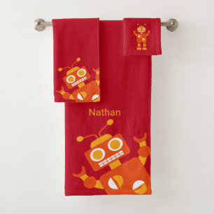 Conjunto De Toalhas Divertimento personalizado robô do vermelho