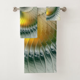 Conjunto De Toalhas Do abstrato verde do amarelo de Yin Yang Fractal