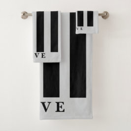 Conjunto de toalhas do banheiro - Cinza e preto