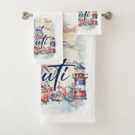 Conjunto de Toalhas do Banheiro do Tema Náutico