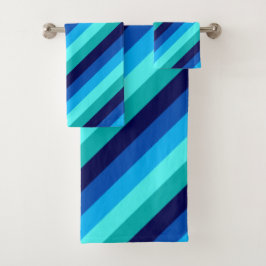 Conjunto de Toalhas do Banho Azul-Icy Stripes Teai