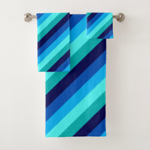 Conjunto de Toalhas do Banho Azul-Icy Stripes Teai