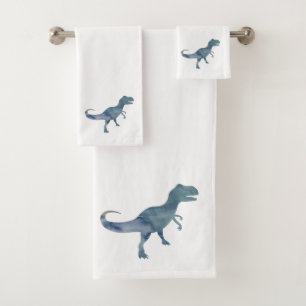 Conjunto de Toalhas do Banho do Dinossauro Azul Tr