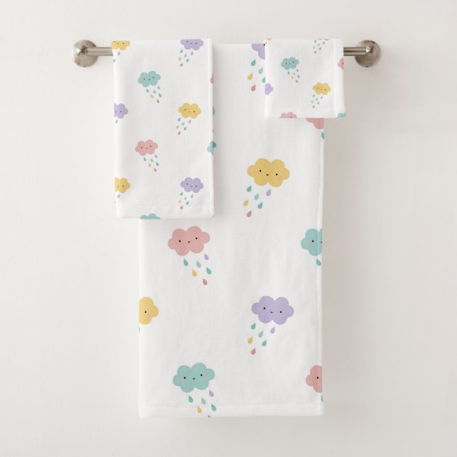 Conjunto de toalhas do padrão da nuvem Pastel Kawa (Insitu)