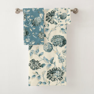Conjunto De Toalhas Do vintage moderno azul do Tansy da cerceta bege