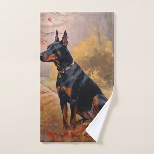 Conjunto De Toalhas Doberman no outono deixa cair inspiração (Toalha de mão)