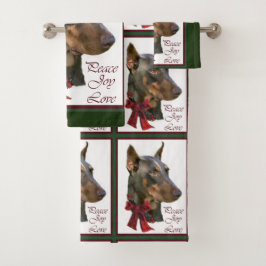 Conjunto De Toalhas Doberman Pinscher Christmas