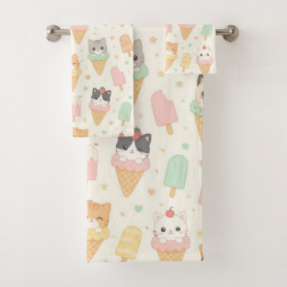 Conjunto De Toalhas Doce Cone de Sorvete Gatinhos e Picolés Padrão