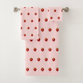 Conjunto De Toalhas Doce Morango Rosa Suave Feminino