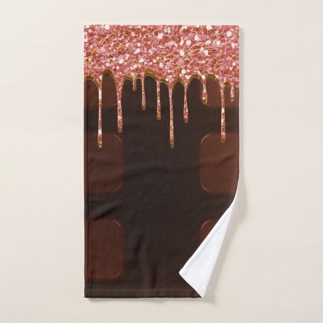 Conjunto De Toalhas Doces Açúcar com Gotejamento de Chocolate com Purp (Toalha de mão)