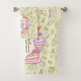 Conjunto De Toalhas Doces Bakery e Bebidas Verdes