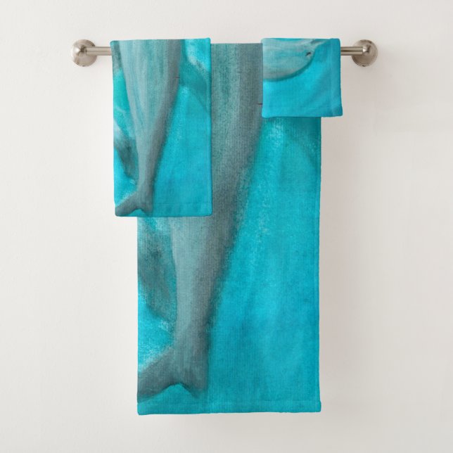 Conjunto De Toalhas Dois golfinhos jogando selvagens e livres no ocean (Insitu)