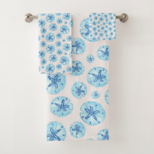 Conjunto De Toalhas Dólar de areia azul-aqua na água do marfim