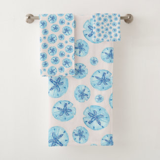 Conjunto De Toalhas Dólar de areia azul-aqua na água do marfim