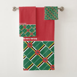 Conjunto De Toalhas DOMINICA FLAG Personalizada Scripting RED