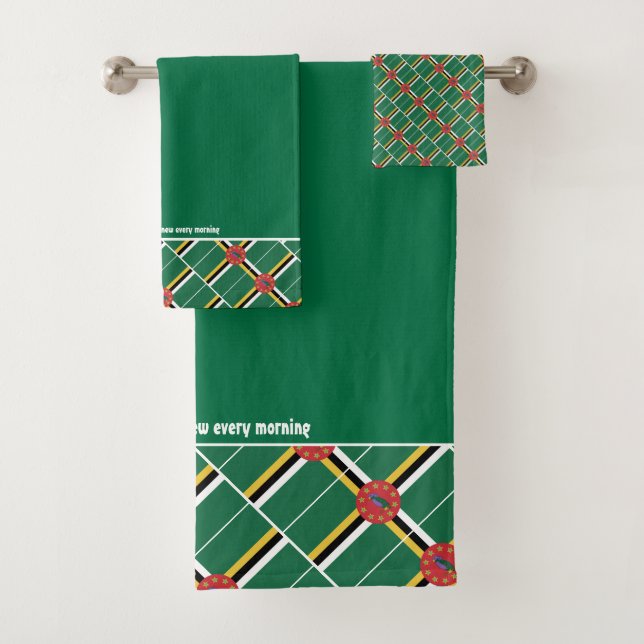 Conjunto De Toalhas DOMINICA FLAG Personalizado Escritura VERDE (Insitu)