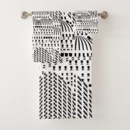 CONJUNTO DE TOALHAS DOMÍNIOS BRANCOS E NEGROS LUXURIOSOS