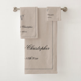 Conjunto De Toalhas Dono de Casamento Monograma Russo Recém-casados Pr