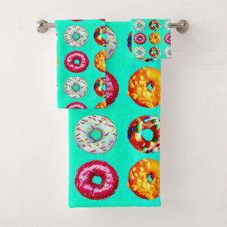 Conjunto De Toalhas Donuts on turquoise