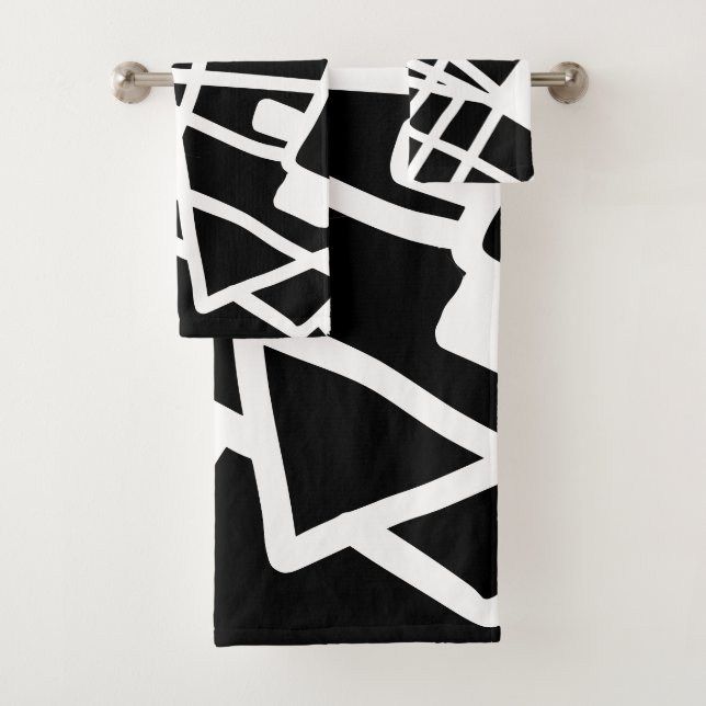 Conjunto De Toalhas Doodle preto e branco 100 (Insitu)