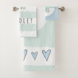 Conjunto De Toalhas Doodle Tricerátops Garotos Dinossauros com nome