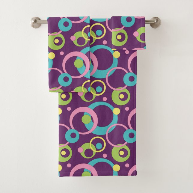Conjunto de toalhas dos círculos roxos Funky (Insitu)