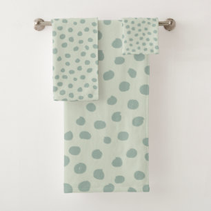 Conjunto De Toalhas Dots Sage Green