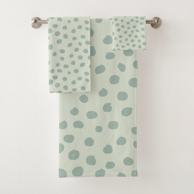 Conjunto De Toalhas Dots Sage Green (Insitu)