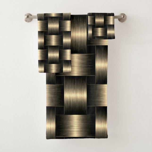 Conjunto De Toalhas Dourada Bath Towels Modern Lattice Design (Insitu)