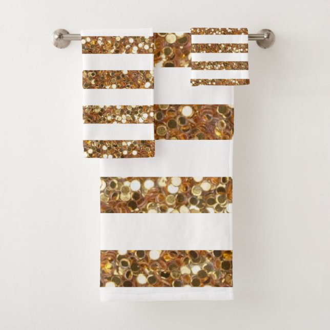 Conjunto De Toalhas Dourada Brilhante Branco (Insitu)