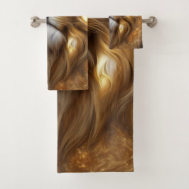 Conjunto De Toalhas Dourada cabeça de leão impressionante