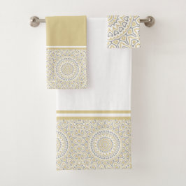Conjunto De Toalhas Dourada e Cinza moderna Mandala