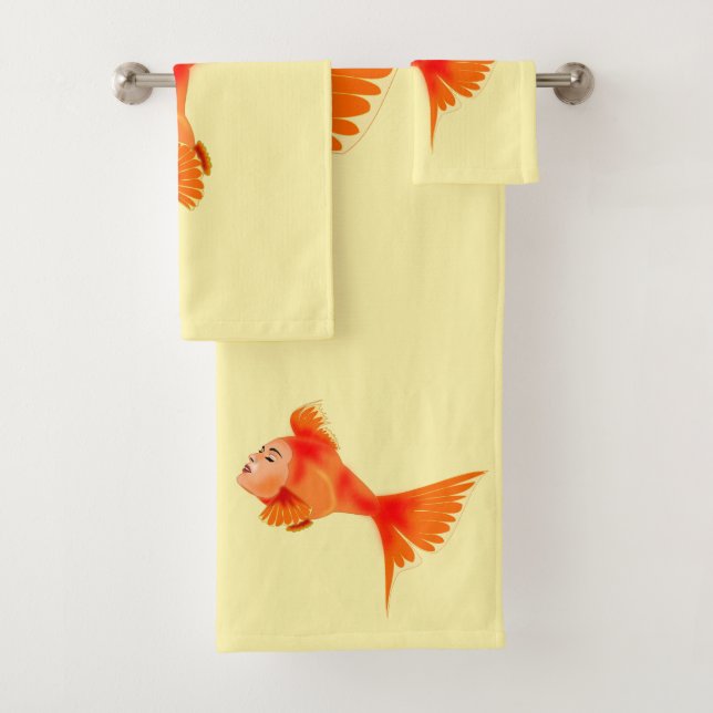 Conjunto De Toalhas Dourada Fish Girl Bath Towers (Insitu)