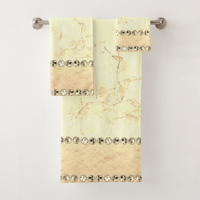 Conjunto De Toalhas Dourada Marble Diamond Bling (Insitu)