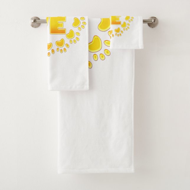 Conjunto De Toalhas Dourada pintura de cão de luxo branco-impressão br (Insitu)