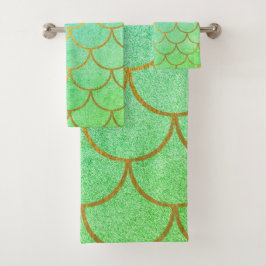 Conjunto De Toalhas Dourada Scalid Turquoise Teal Glitter