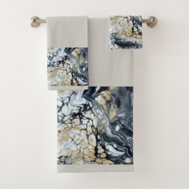 Conjunto de toalhas Douradas e brancas de borda br