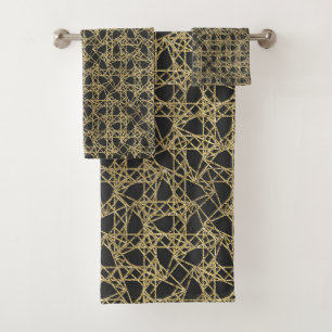 Conjunto De Toalhas Dourado Arranhado Elegância Única Glamour Moderno