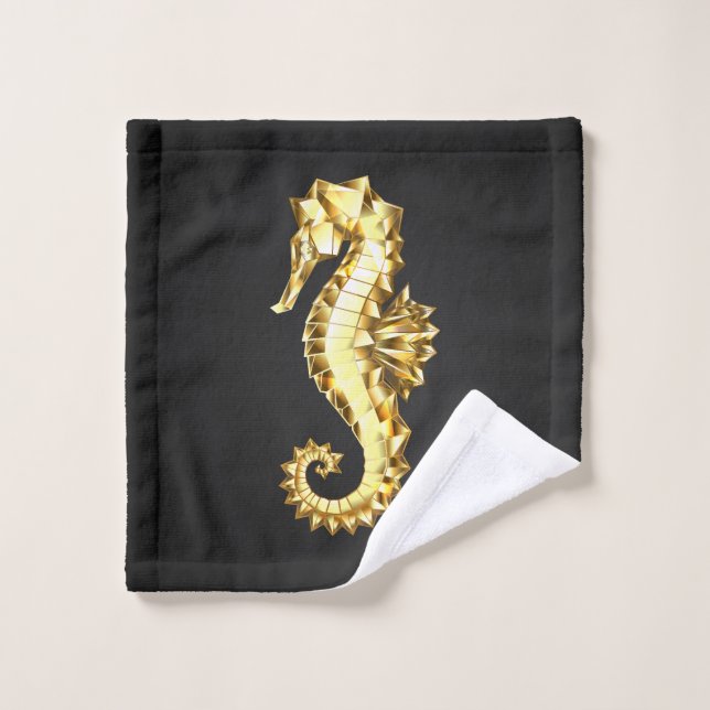 Conjunto De Toalhas Dourado Cavalo de Mar Poligonal (Pano de lavar)