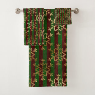 Conjunto De Toalhas Dourado Floco de Neve Vermelho Greve Verde Natal