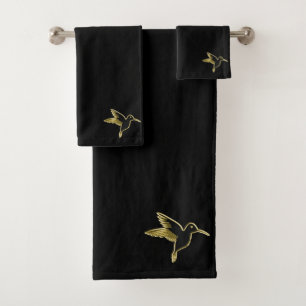 Conjunto De Toalhas Dourado Hummingbird com asas estendidas (bl)