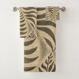 Conjunto De Toalhas Dourado Leaf Motif
