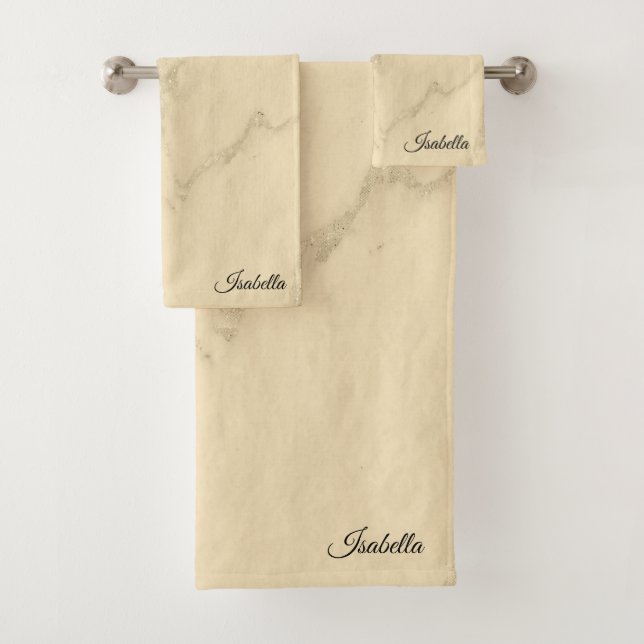 Conjunto De Toalhas Dourado Mármaco Láteo de Champanhe de Luxo Persona (Insitu)